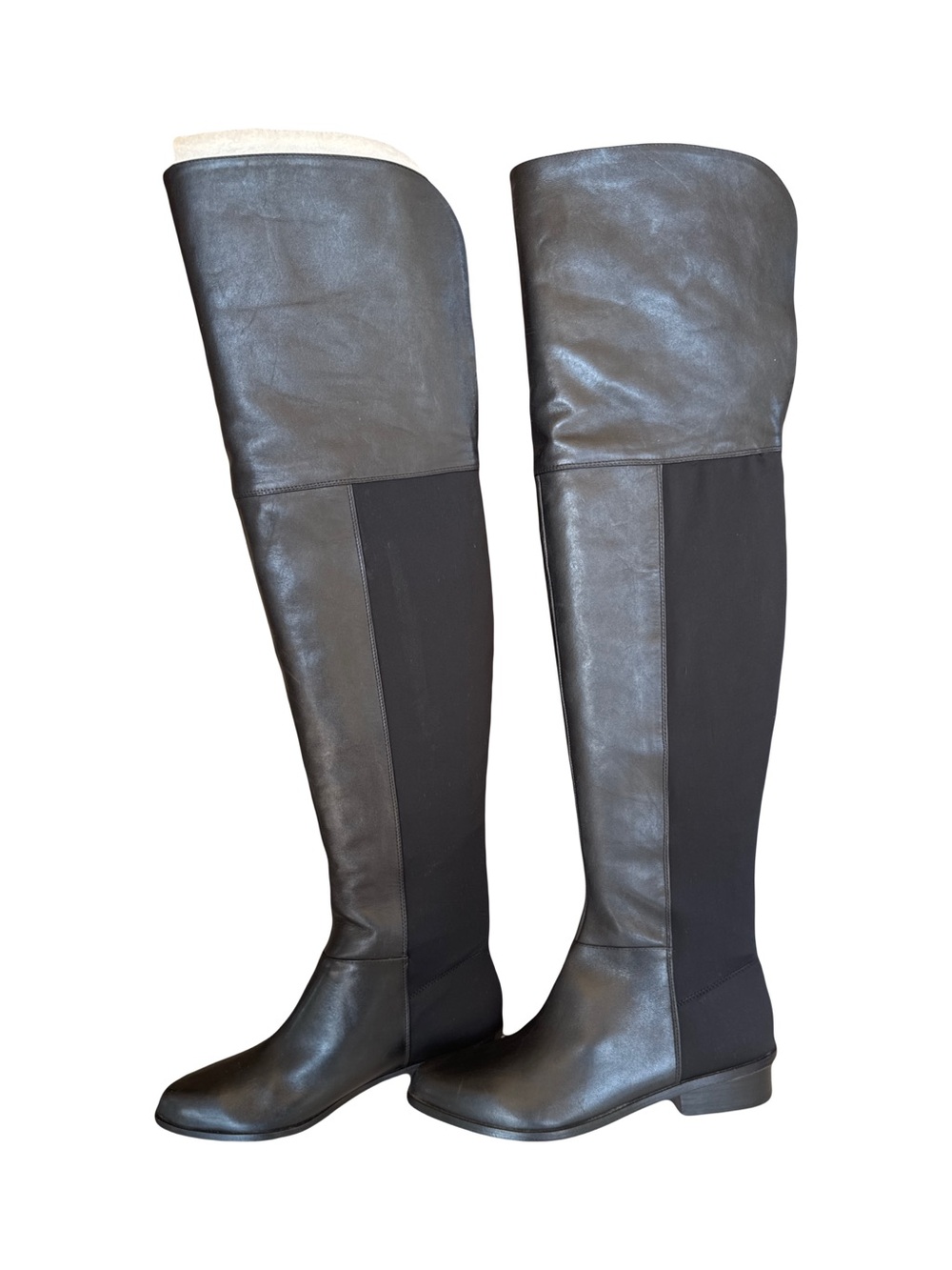 BCBG Over-the-Knee Black Stretch Leather Boots 7.5 new without box
